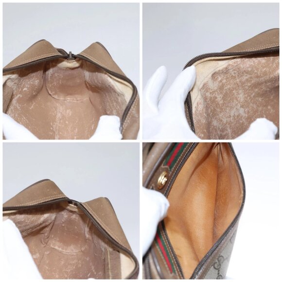 GUCCI GG Supreme Web Sherry Line Shoulder Bag PVC Beige Green Red Auth - Picture 13 of 15